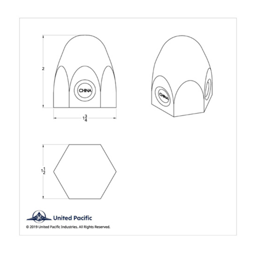 1-1/2 Inch x 2 Inch Chrome Steel Bullet Nut Cover | United Pacific