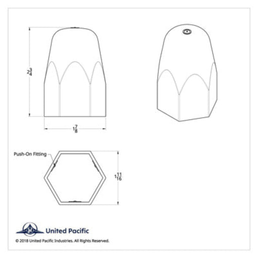 1-1/2" x 2-3/4" Chrome Tall Nut Cover Push-On | United Pacific
