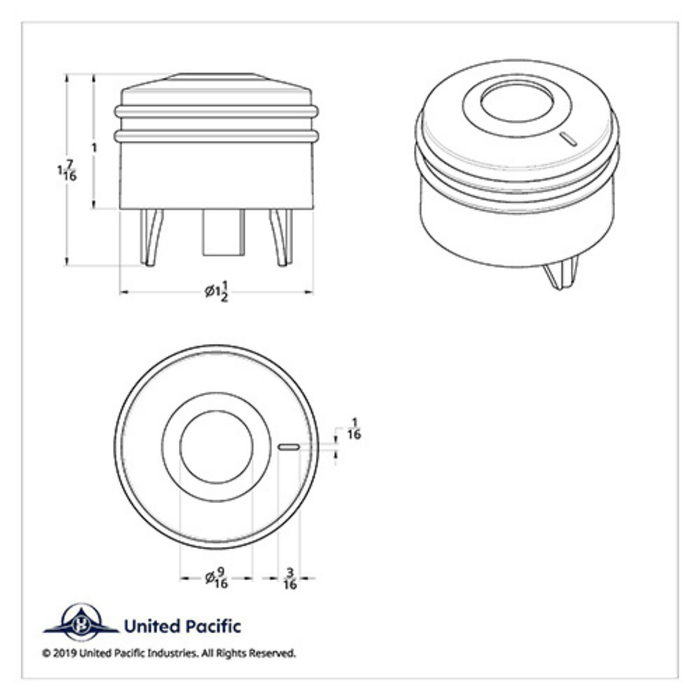 Deluxe Signature A/C Control Knob | Blue Crystal | Peterbilt | United Pacific