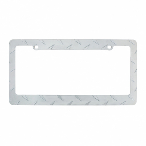 Diamond Plate License Plate Frame | Chrome Finish | Fits 6″×12″ Plates | United Pacific