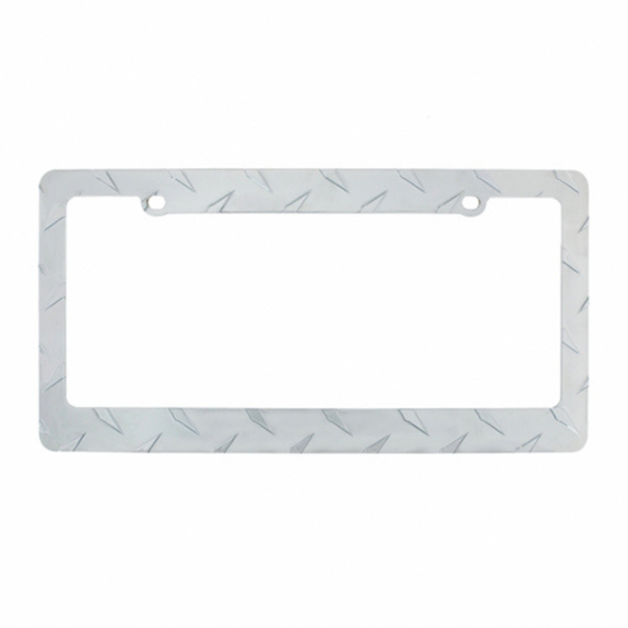 Diamond Plate License Plate Frame | Chrome Finish | Fits 6″×12″ Plates | United Pacific