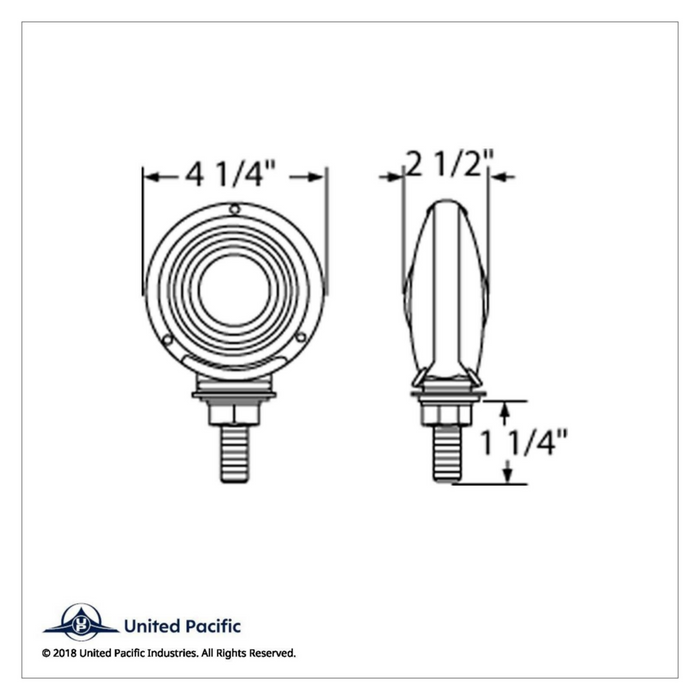 Double Face Turn Signal Light | Chrome Metal Housing | 1157 Bulb Compatible | United Pacific