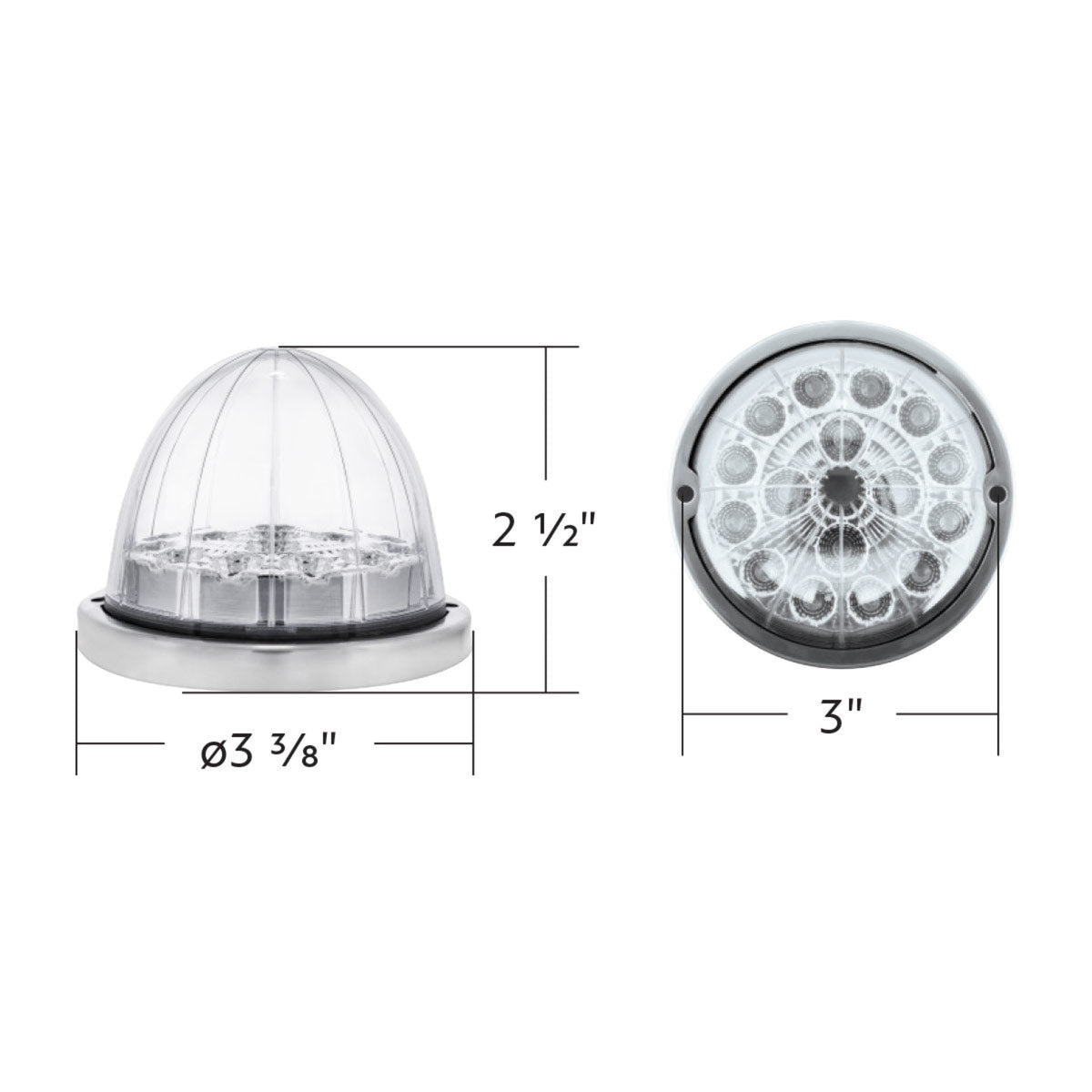 Double Fury Amber Blue Dual Color Watermelon Light | 17 LED | Stainless Bezel | United Pacific
