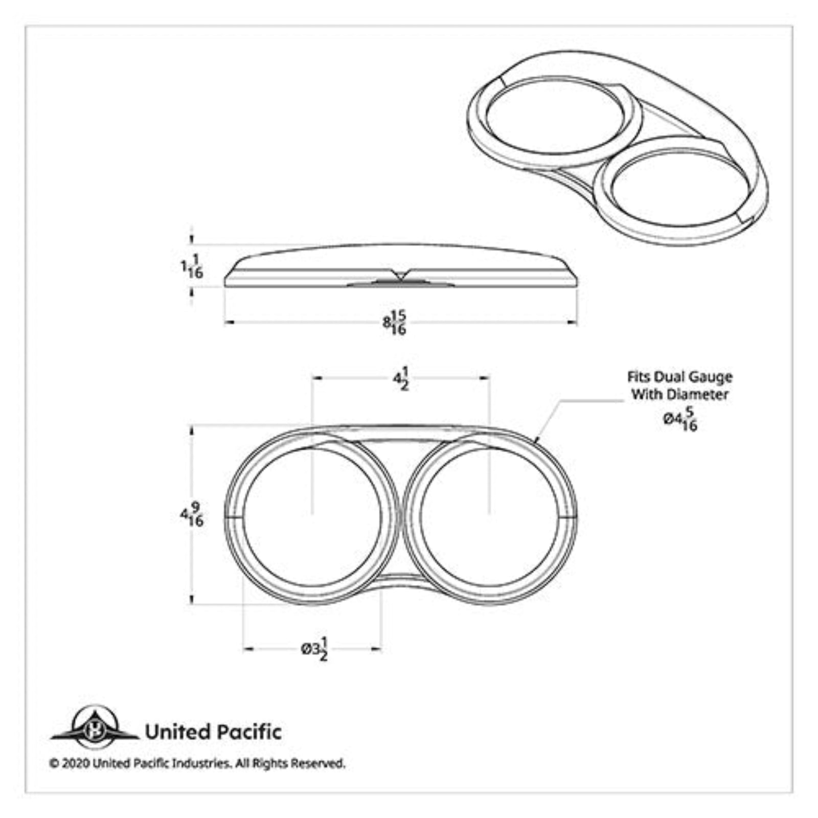 Dual Gauge Cluster Bezel with Visor for Peterbilt | United Pacific
