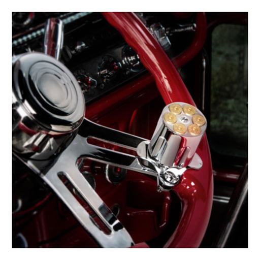 Chrome Gun Cylinder Steering Wheel Spinner | United Pacific