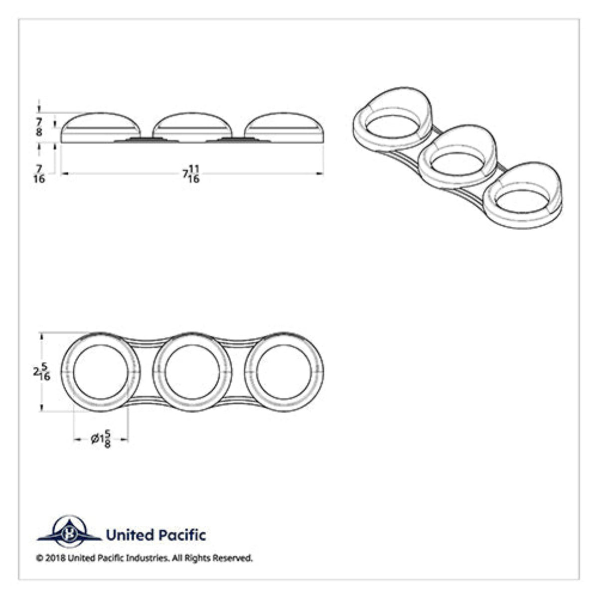 Horizontal Gauge Cluster Bezel with Visor 3 Gauge | United Pacific