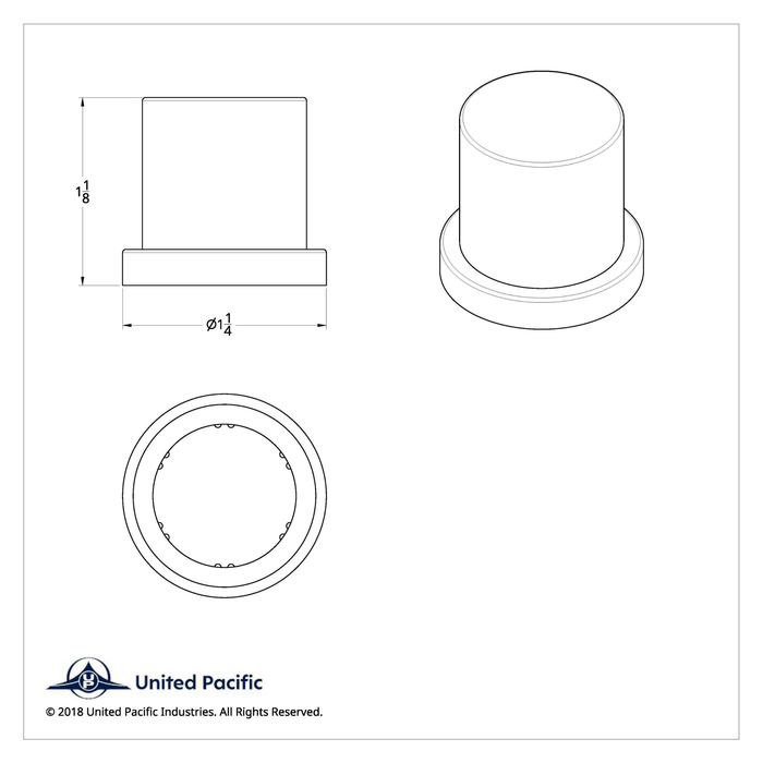 13/16" × 1-1/8" International Chrome Hulk Bolt Cover | With Flange | United Pacific