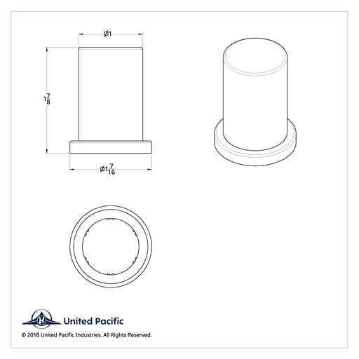 1" × 1-7/8" International Chrome Hulk Bolt Cover | With Flange | United Pacific