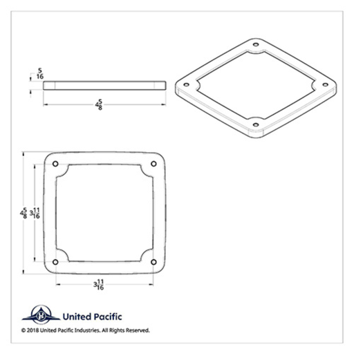 LED Square Double Face Light Bezel | Chrome Plastic | Without Visor | United Pacific