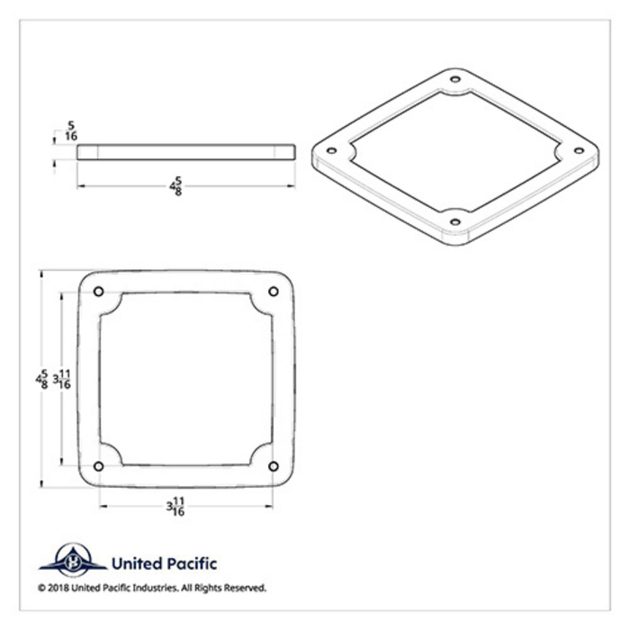 LED Square Double Face Light Bezel | Chrome Plastic | Without Visor | United Pacific