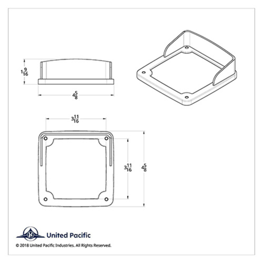 LED Square Double Face Light Bezel with Visor | Chrome Plastic | United Pacific