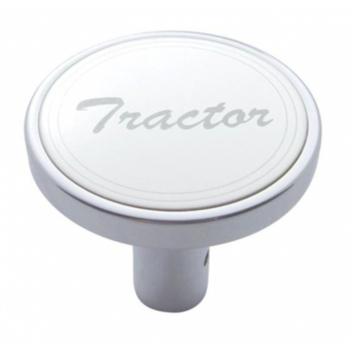 Long Air Valve Knob | Stainless Plaque Cursive Script Tractor | United Pacific
