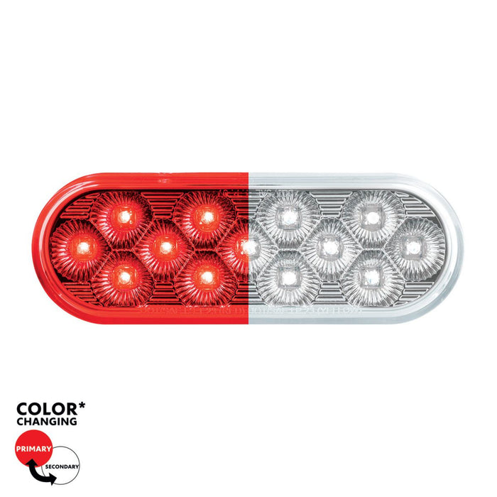 Oval Dual Color Light 6 Inch Red and White LED Clear Lens Double Fury | United Pacific