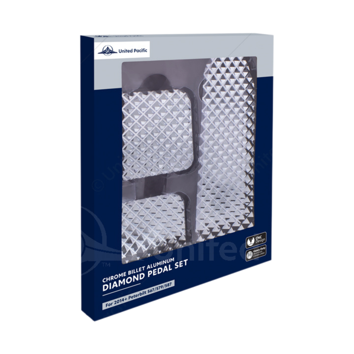 Chrome Diamond Pedal Set Peterbilt 2014+ | United Pacific