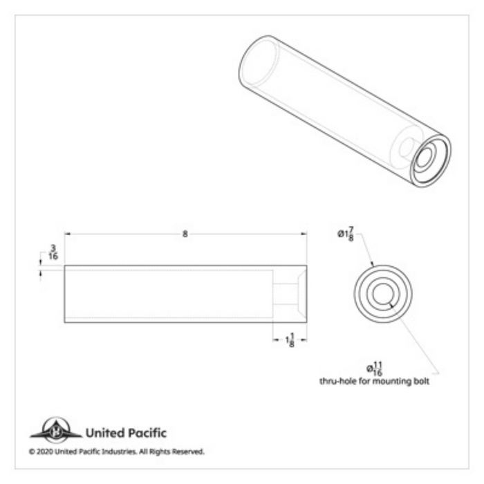 8 Inch Quarter Fender Mounting Post | Zinc Plated Steel | Heavy Duty | United Pacific