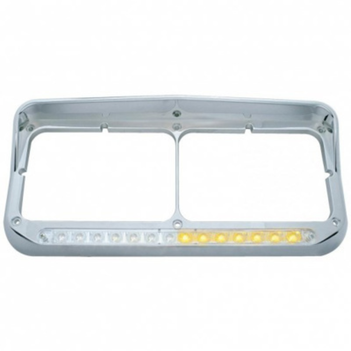 Rectangular Dual Headlight Bezel with LED Sequential Light Bar | Driver Side | Amber LED Clear Lens | United Pacific