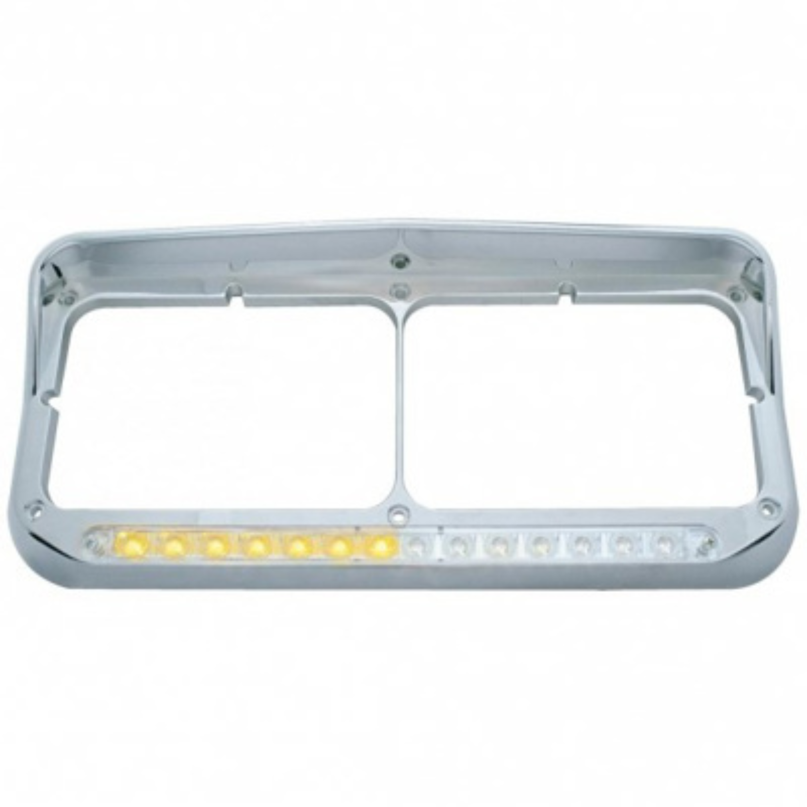 Rectangular Dual Headlight Bezel with LED Sequential Light Bar | Driver Side | Amber LED Clear Lens | United Pacific