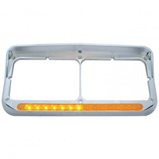 Rectangular Dual Headlight Bezel with Visor and LED Sequential Light Bar | Passenger Side | Amber Lens | United Pacific