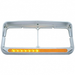Rectangular Dual Headlight Bezel with Visor and LED Sequential Light Bar | Passenger Side | Amber Lens | United Pacific