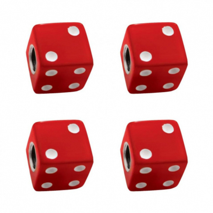 Dice Valve Caps | Red with White Dots | 4-Pack | United Pacific