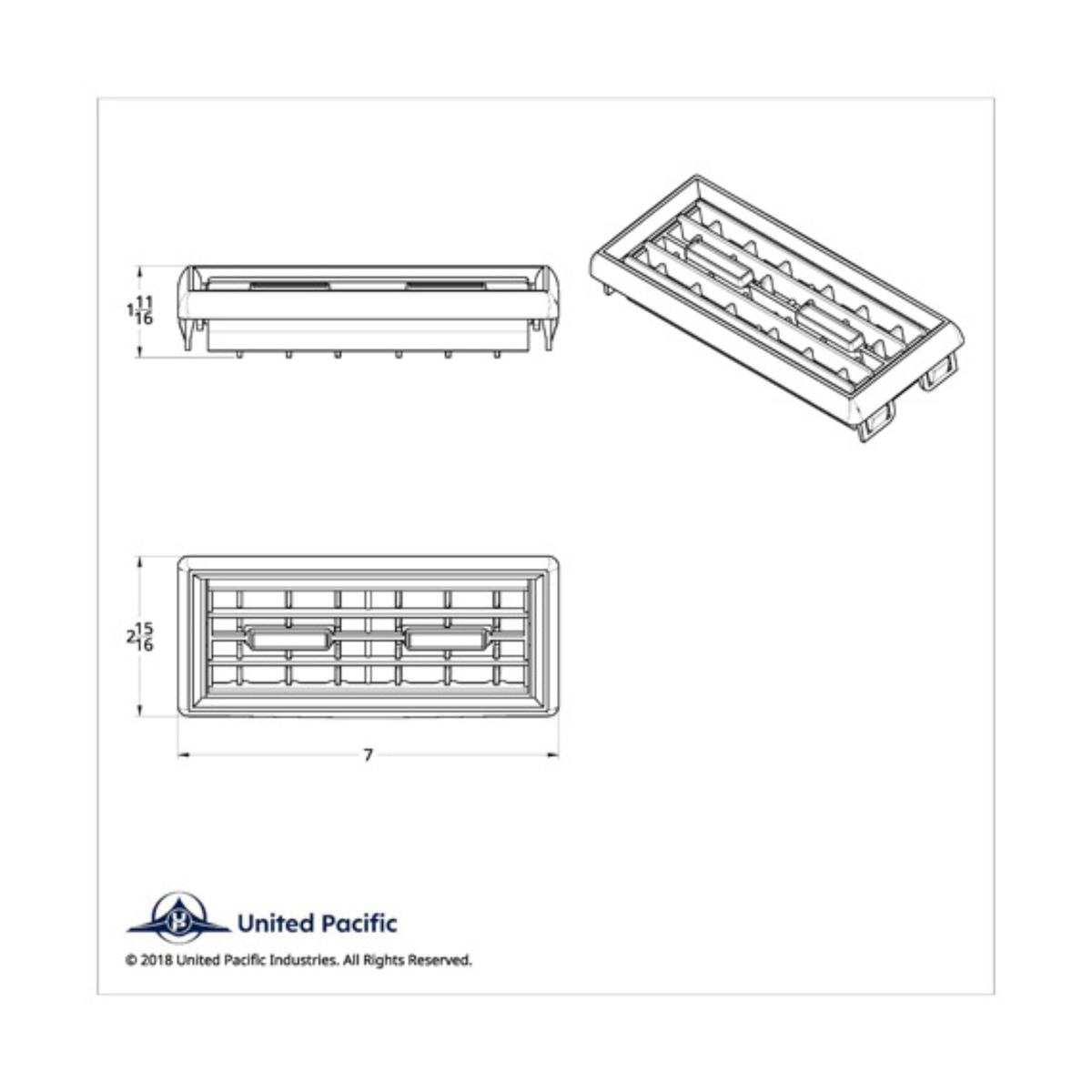 Sleeper A/C Vent for Kenworth | Chrome Plastic Replacement | United Pacific