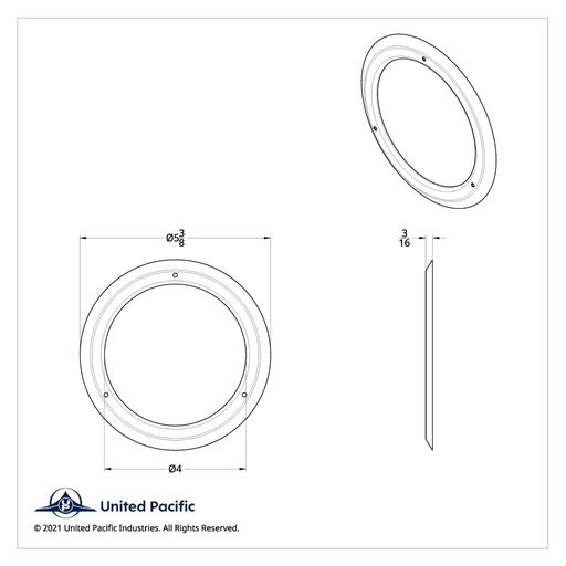 Stainless Steel Light Bezel for 4″ Grommet Mounted Light | 304 Stainless Steel | United Pacific