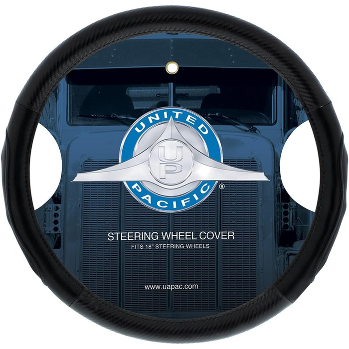 18 Inch Carbon Fiber Pattern Steering Wheel Cover | Black Stitching | Engineered Leather | United Pacific