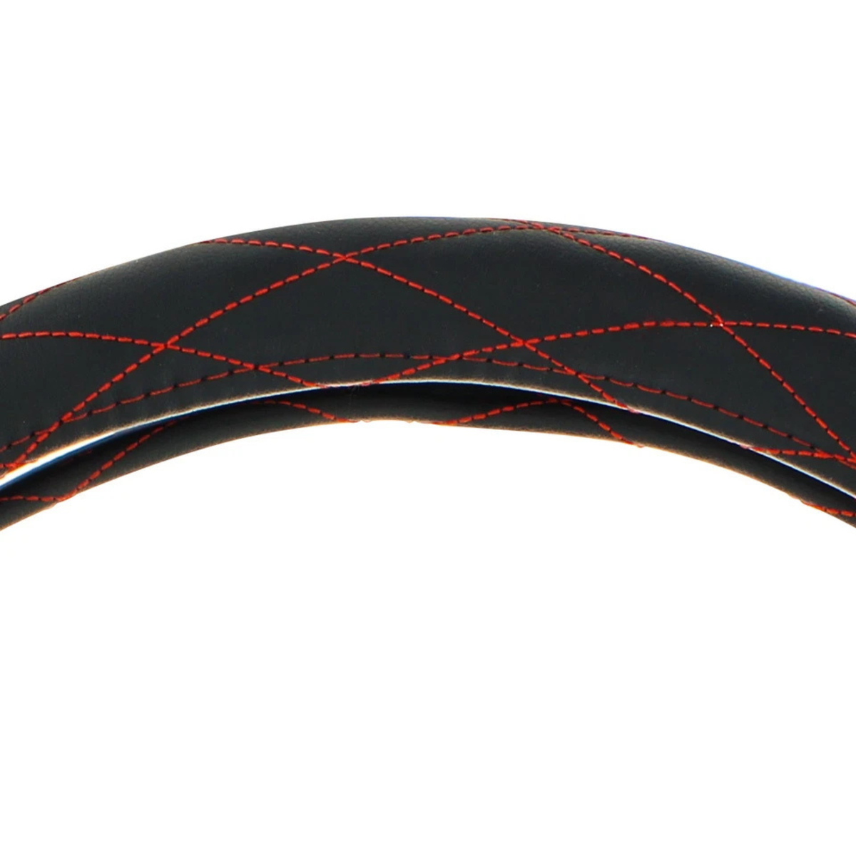18 Inch Crystal Stitched Leather Steering Wheel Cover | Red Stitching | United Pacific