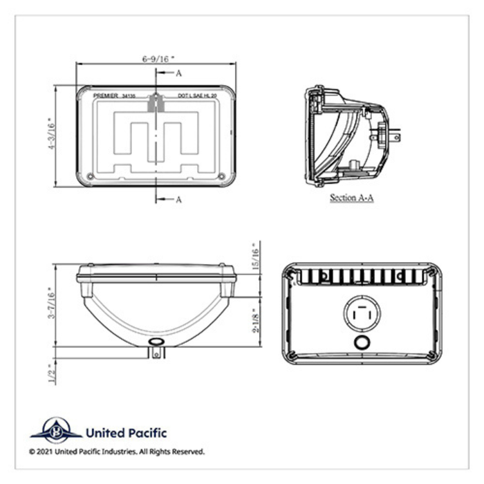 ULTRALIT Heated 4x6 LED Headlight | High Beam | United Pacific