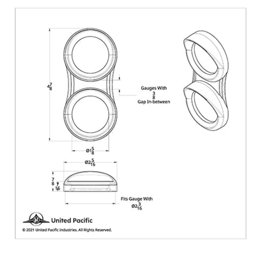 Vertical Gauge Cluster Bezel with Visor 2 Gauge | United Pacific
