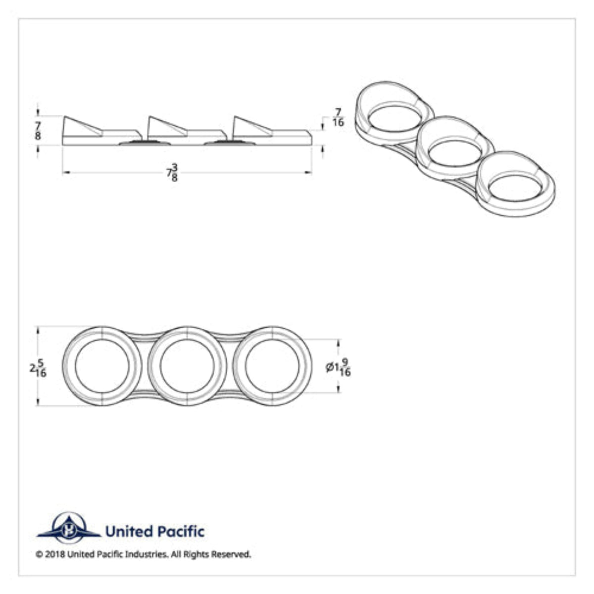 Vertical Gauge Cluster Bezel with Visor 3 Gauge | United Pacific