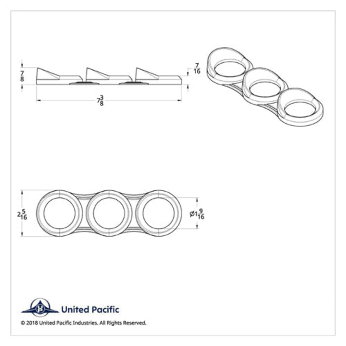 Vertical Gauge Cluster Bezel with Visor 3 Gauge | United Pacific