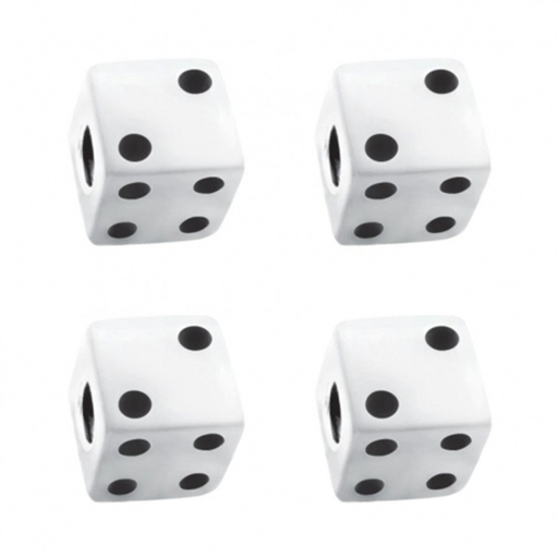 Dice Valve Caps | White with Black Dots | 4-Pack | United Pacific