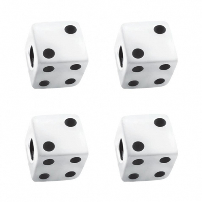 Dice Valve Caps | White with Black Dots | 4-Pack | United Pacific