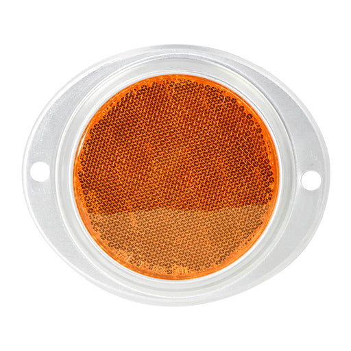 Amber 3 Inch Round Reflector with Aluminum 2 Hole Screw Mount Base
