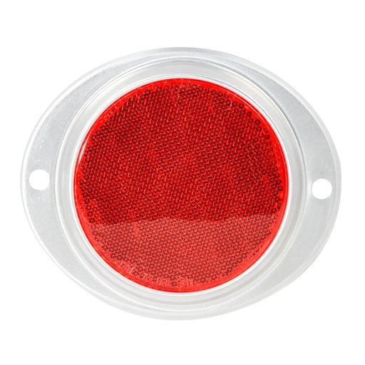 Red 3 Inch Round Reflector with Aluminum 2 Hole Screw Mount Base