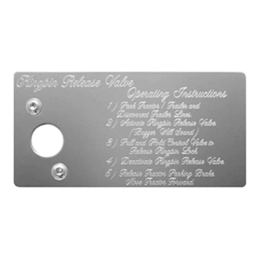 Rockwood - Stainless Steel Control Plate for Kingpin Release Valve - The New Vernon Truck Wash