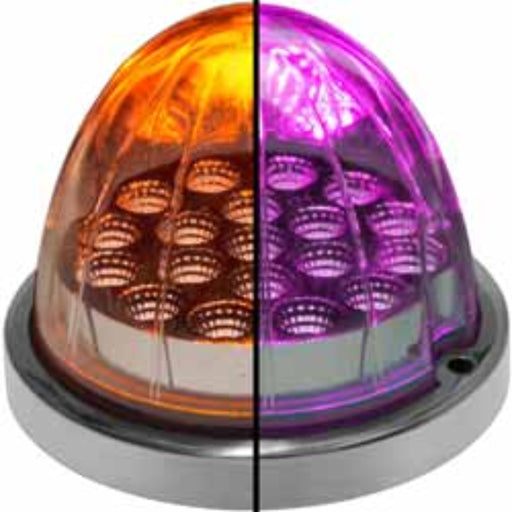Dual Revolution Watermelon LED Light with Reflector Cup and Lock Ring 19 Diodes Amber and Purple | Trux Accessories