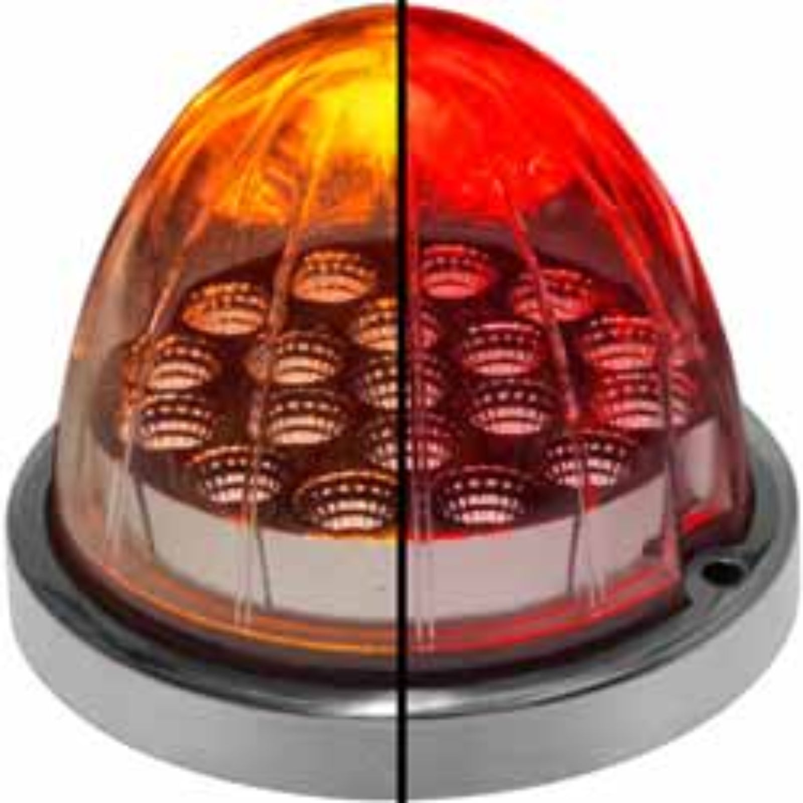Dual Revolution Watermelon LED Light with Reflector Cup and Lock Ring 19 Diodes Amber and Red | Trux Accessories