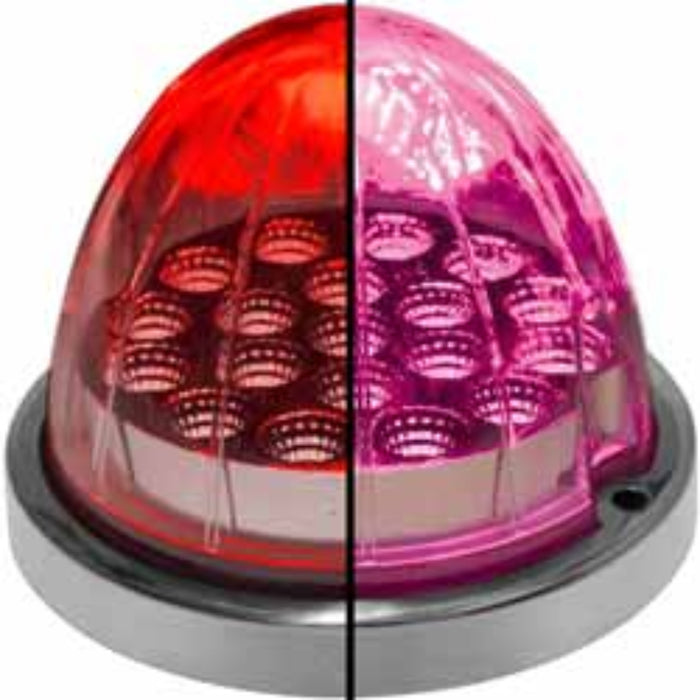 Dual Revolution Watermelon LED Light with Reflector Cup and Lock Ring 19 Diodes Red and Pink | Trux Accessories