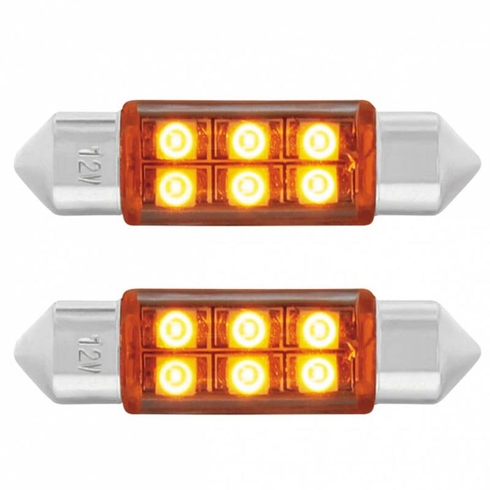 6 SMD Micro LED 6418 6461 36mm Light Bulb | Amber | United Pacific