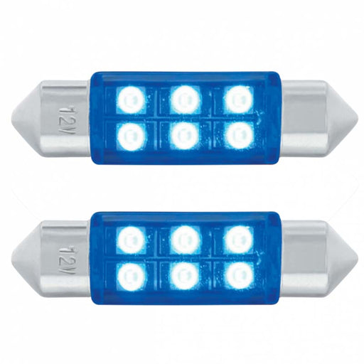 6 SMD Micro LED 6418 6461 36mm Light Bulb | Blue | United Pacific