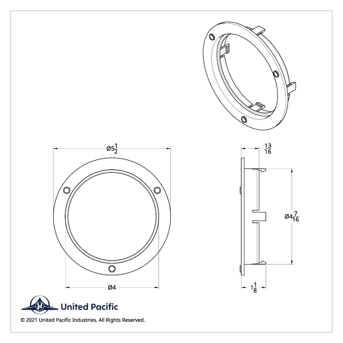 Stainless Steel Mounting Bezel for 4 Inch Round Light | United Pacific