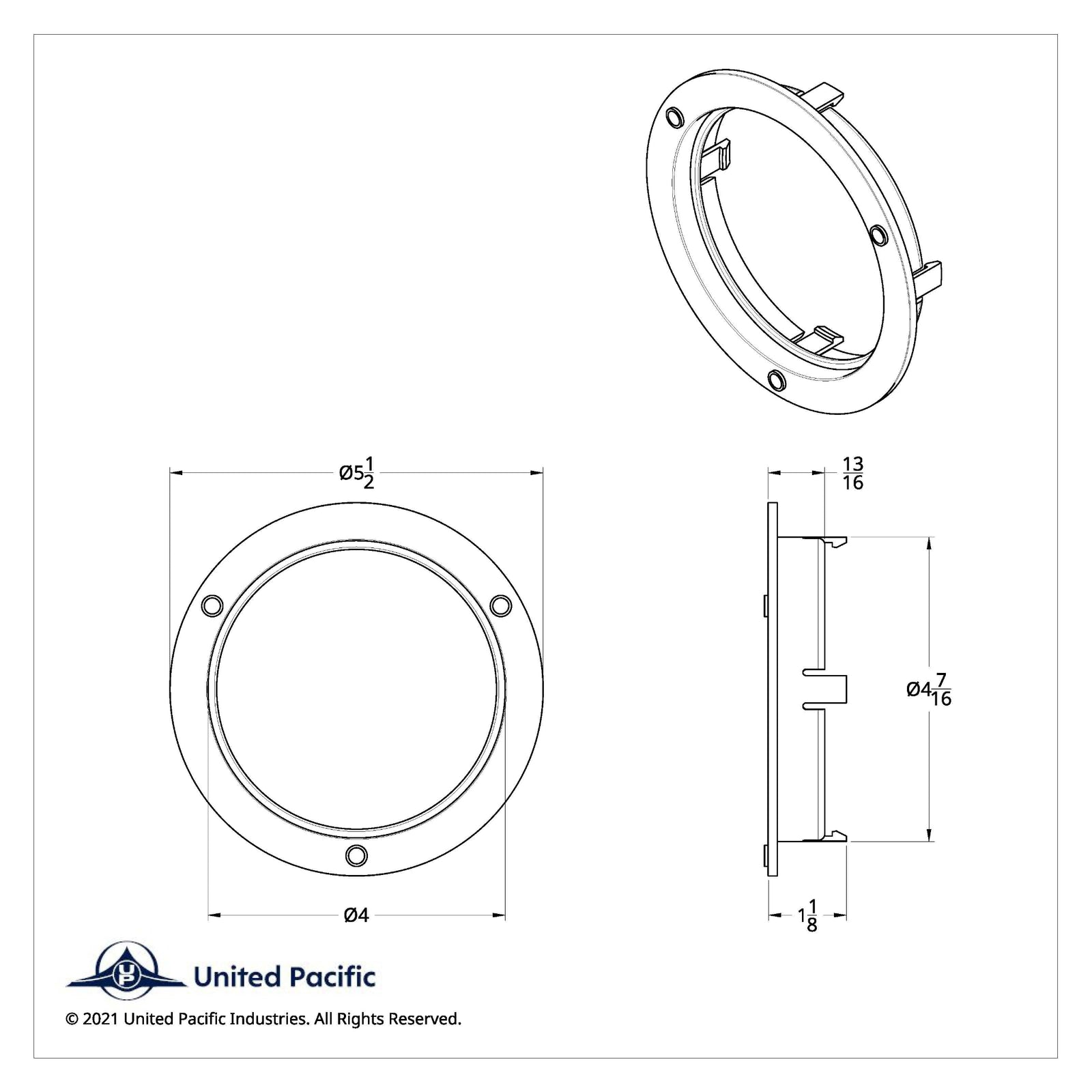 Stainless Steel Mounting Bezel for 4 Inch Round Light | United Pacific